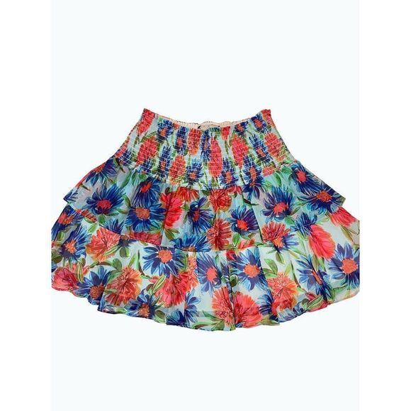 Milly Wyatt Paint Dahlia Print Skirt 4 - Picture 3 of 5